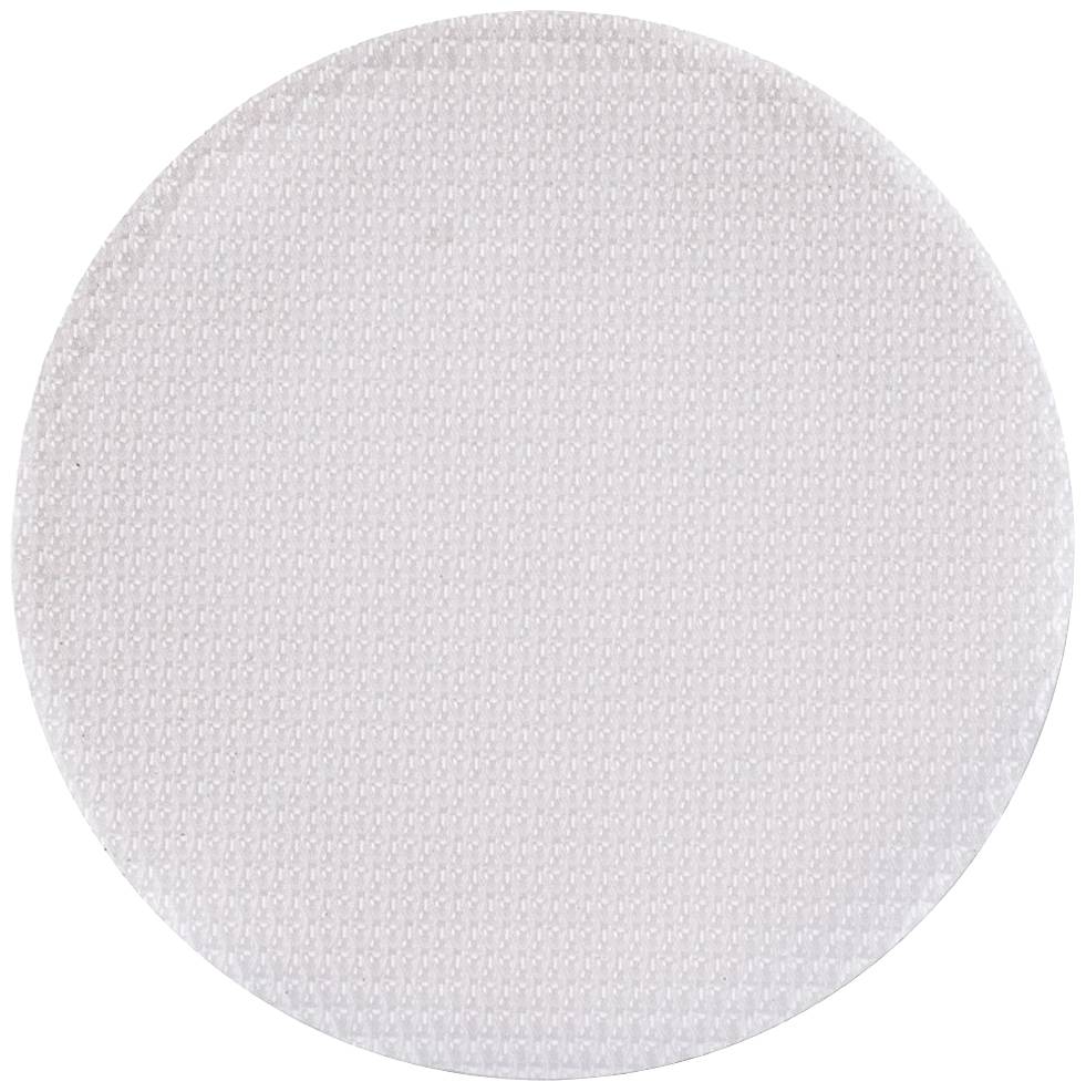 A round, white texture with fine, uniform patterns on the surface, possibly a fabric or an absorbent material.