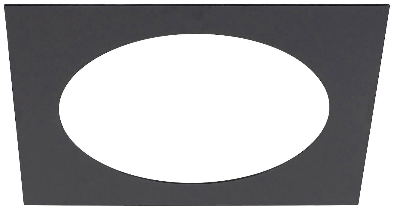 An oval, black framed window without a visible background or context, simple geometric design.