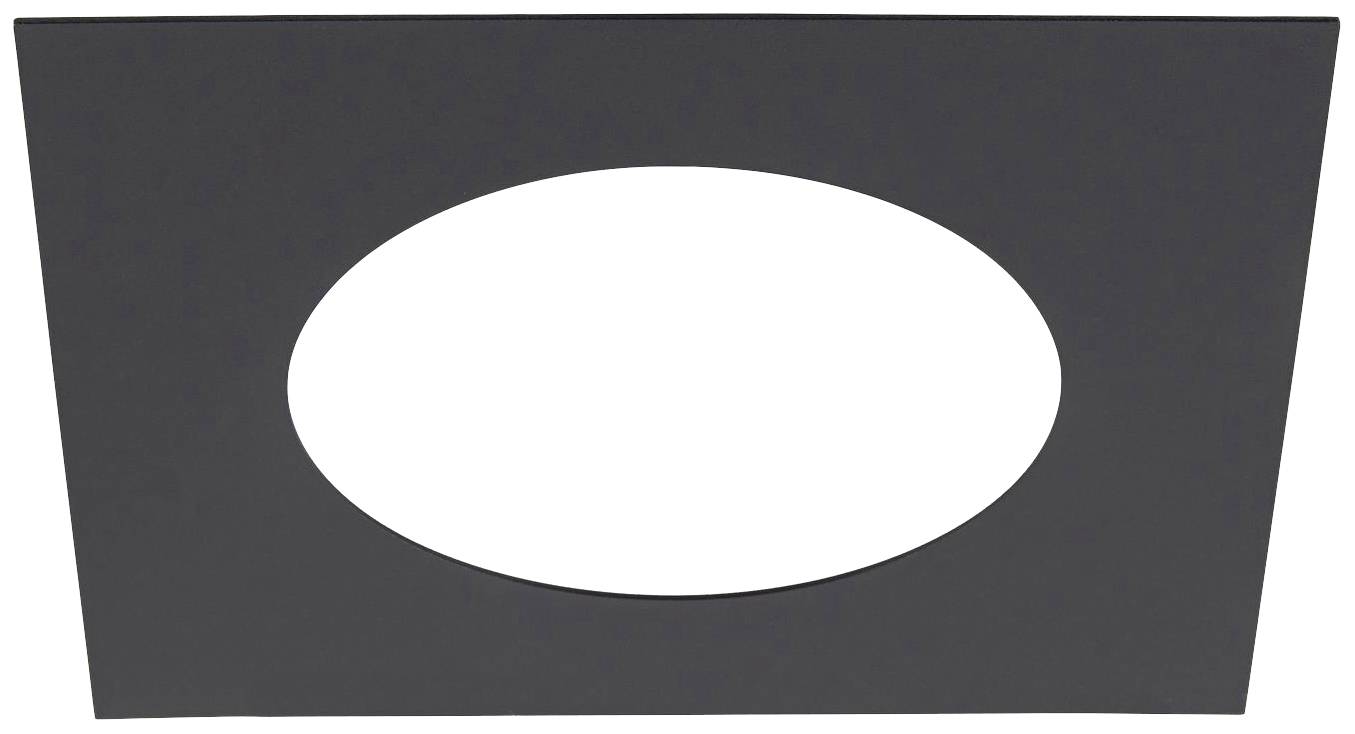 A rectangular black light cut-out with an oval white opening in the centre.
