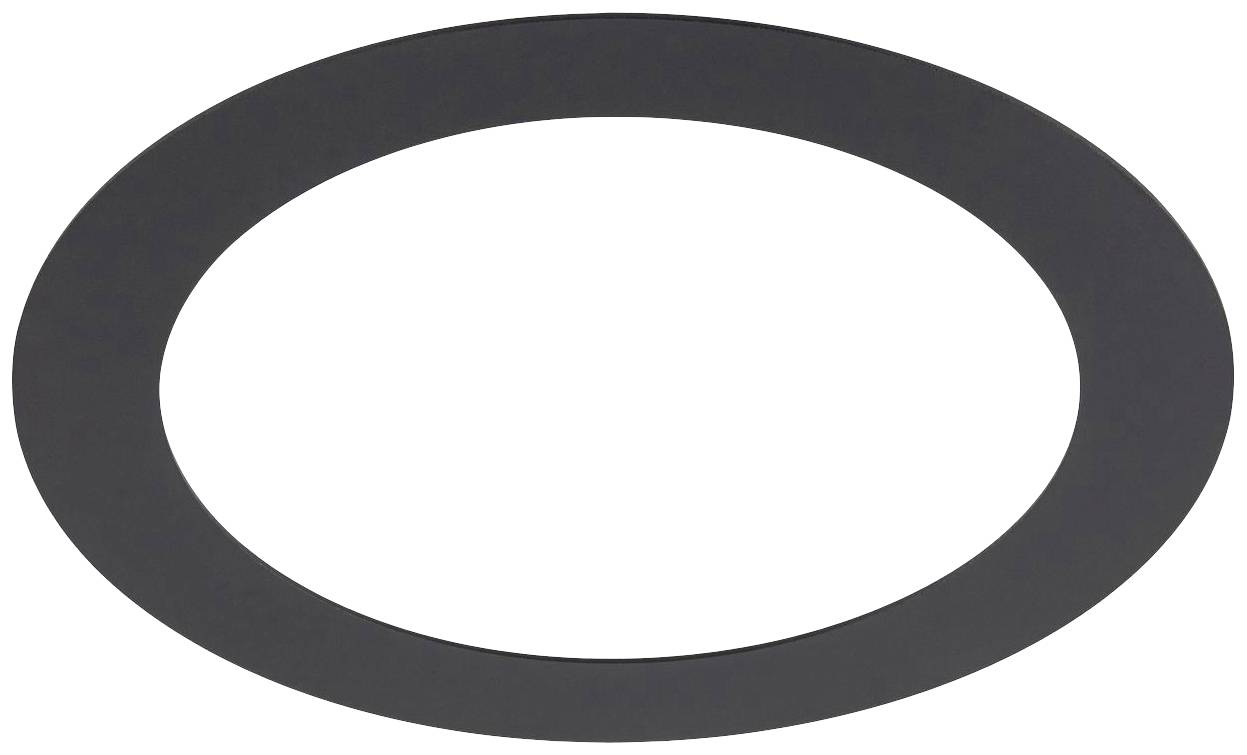 A black oval ring on a white background.