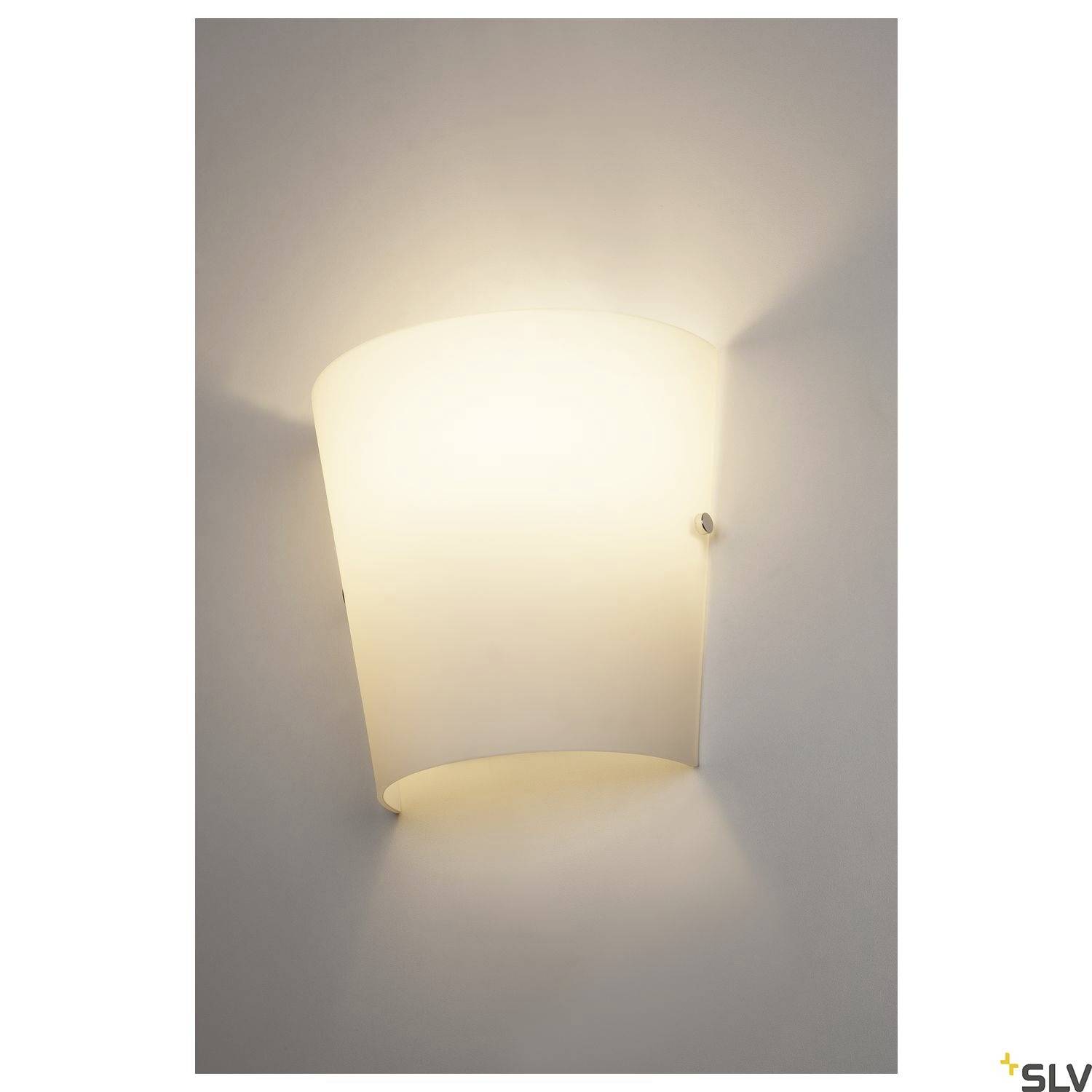A contemporary, minimalist wall light emanates warm, diffused light, ideal for atmospheric interior lighting.