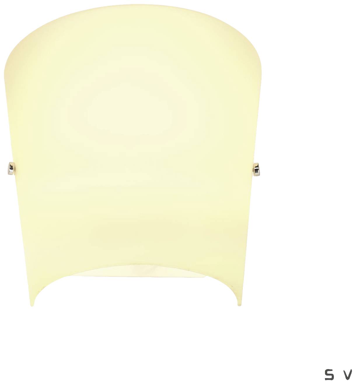 A wall-mounted lamp with a slightly curved, semi-transparent shade that emits soft, warm light.