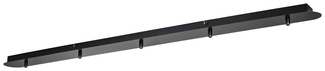 Black metal hook rail with eight hooks, suitable for wall mounting.