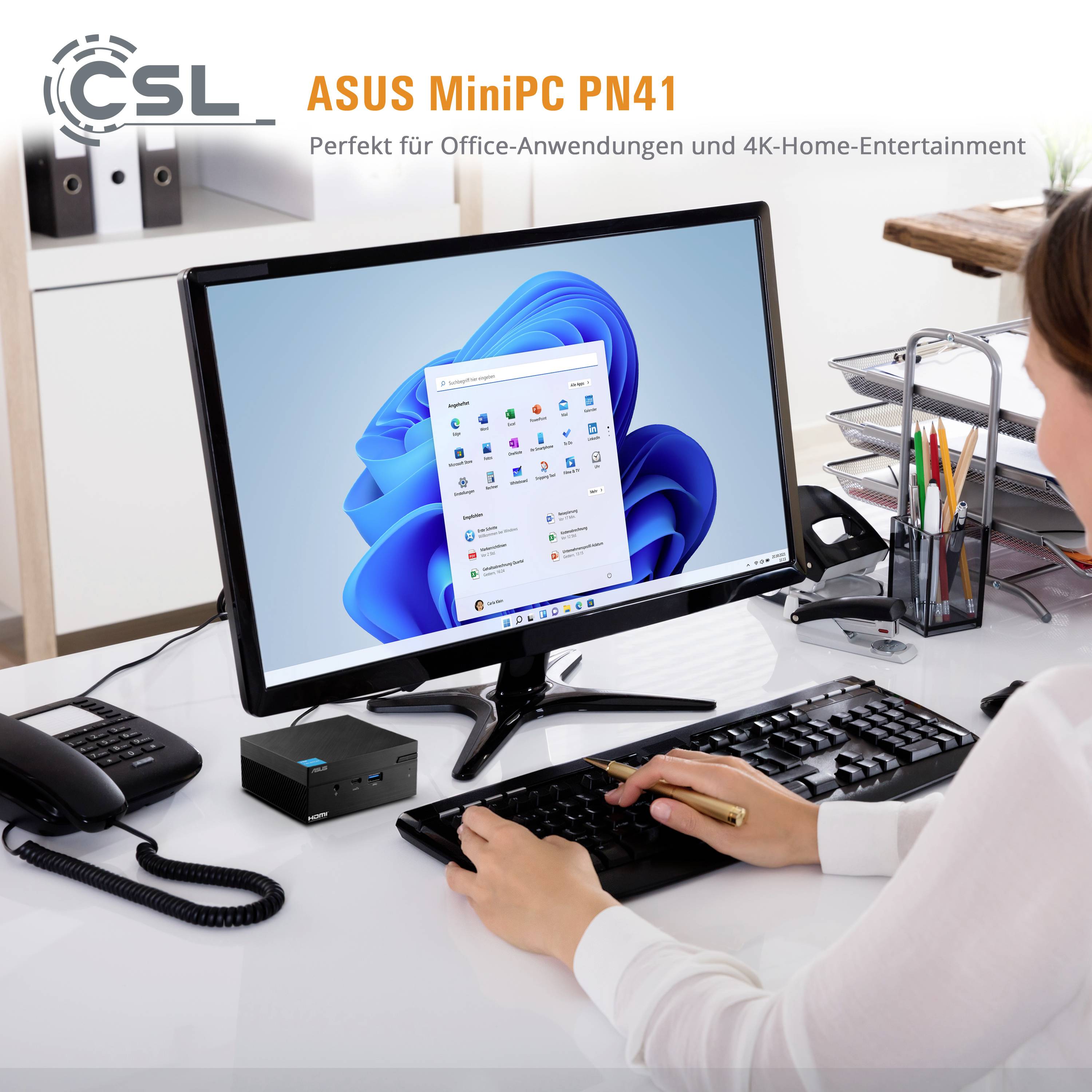 Asus Mini PC PN41 Intel® Celeron® Celeron N5100 2.8 GHz 8 GB RAM 500 GB SSD Intel UHD graphics Win 11 Home 82197-5