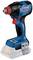 Bosch cordless drill driver, model GDX 18V-210 C, in blue and black with red and silver detail, without battery inserted.