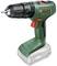 Green cordless drill with a red switch and black drill head. 'Bosch' brand name visible on the side.