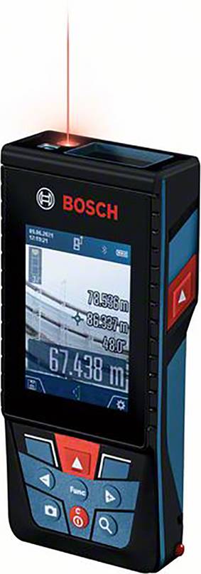 Bosch Professional télémètre laser GLM 150-27 C (caméra intégrée, batterie  3,6 V intégrée, portée : jusqu’à 150 m, robuste, IP54,1,5 mm, dragonne