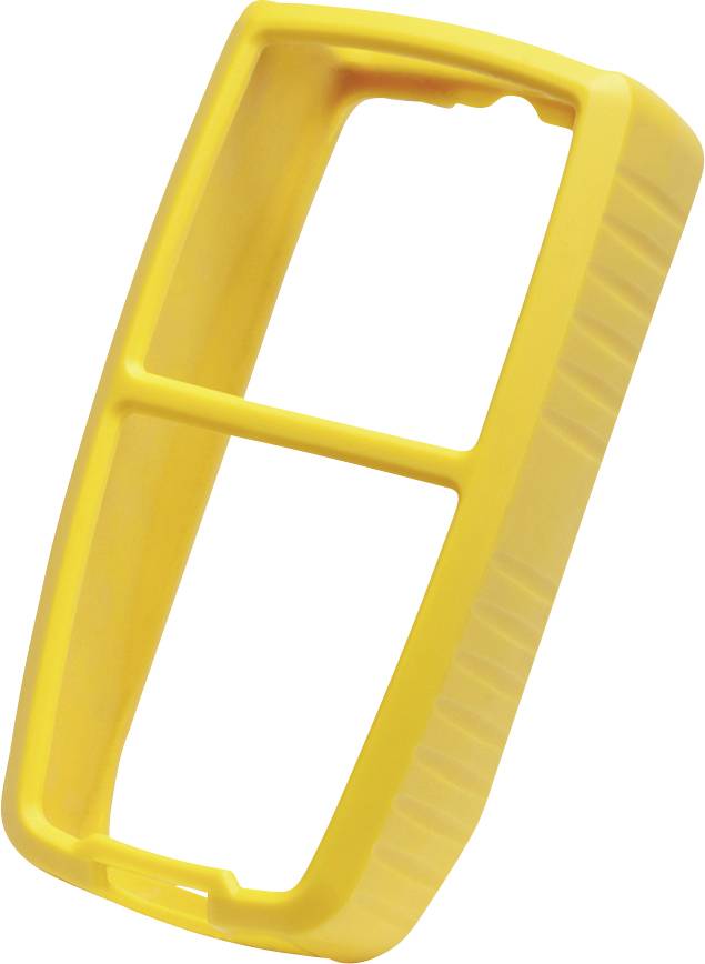 A yellow, rectangular plastic frame with two vertical, open compartments.