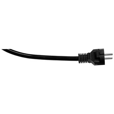 A black network cable with a three-pin plug against a white background. The plug is positioned on the right side of the image.