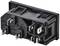 A black electrical switch with multiple connection contacts, suitable for 5A and 250VAC, on a white background.