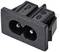 Two-pole black socket for electrical connections. Rectangular shape with two metallic contacts visible.