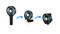 'A hand-held fan transforms into a desk fan and then into a car fan, illustrated by blue arrows.'