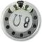 A silver-grey speaker in close-up, oval-shaped with two cable connections on top and the marking 'U8' in the centre.