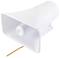 White speaker with a rectangular horn and wall-mounting cables. Used for sound amplification or as an alarm system.