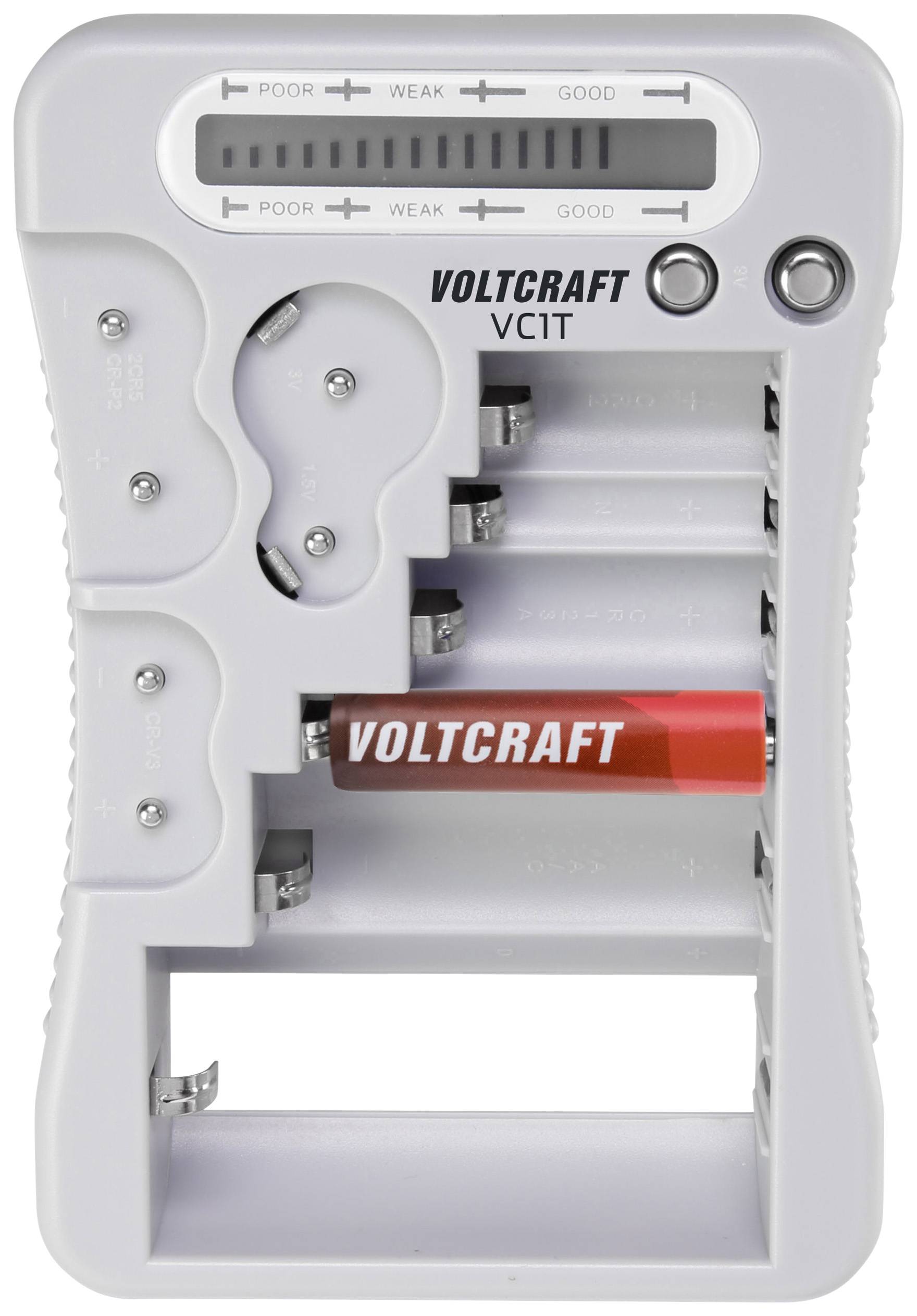 VOLTCRAFT Battery tester VC1T Reading range (battery testers) 1.5 V, 3 V, 6 V, 9 V Battery VC-12613270