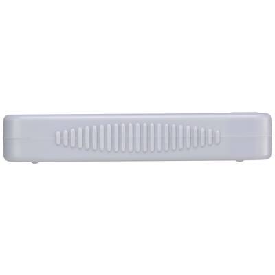 A rectangular, white plastic casing with a ribbed surface.