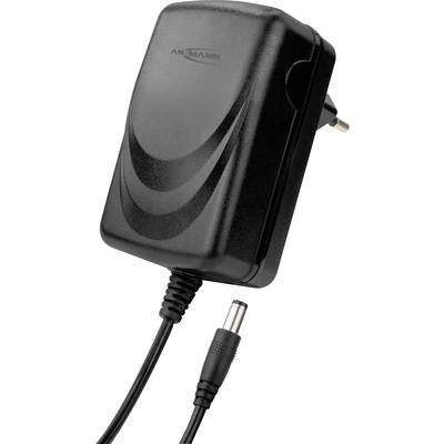 Black and grey plug network adapter with cable and plug, suitable for electronic devices, with 'ANSMANN' printed on top.