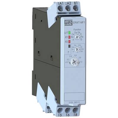 Electro-timer module with marking 'WEG ERWT-MF1', displaying functions with rotary control and connections. Used for control systems.