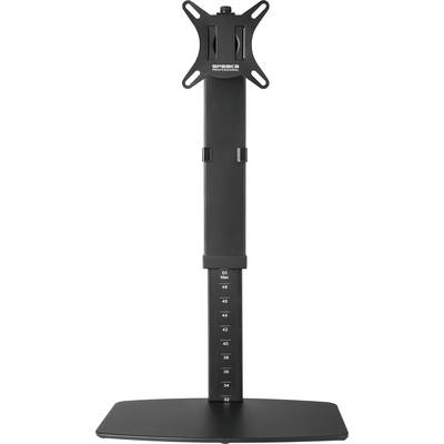 Black, adjustable monitor stand for ergonomic screen height, with scale ranging from 32 to 50 cm. Includes mounting options.