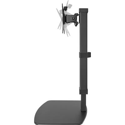 An adjustable monitor stand viewed from the side. It demonstrates the tilt and swivel functionality for flexible screen positioning.