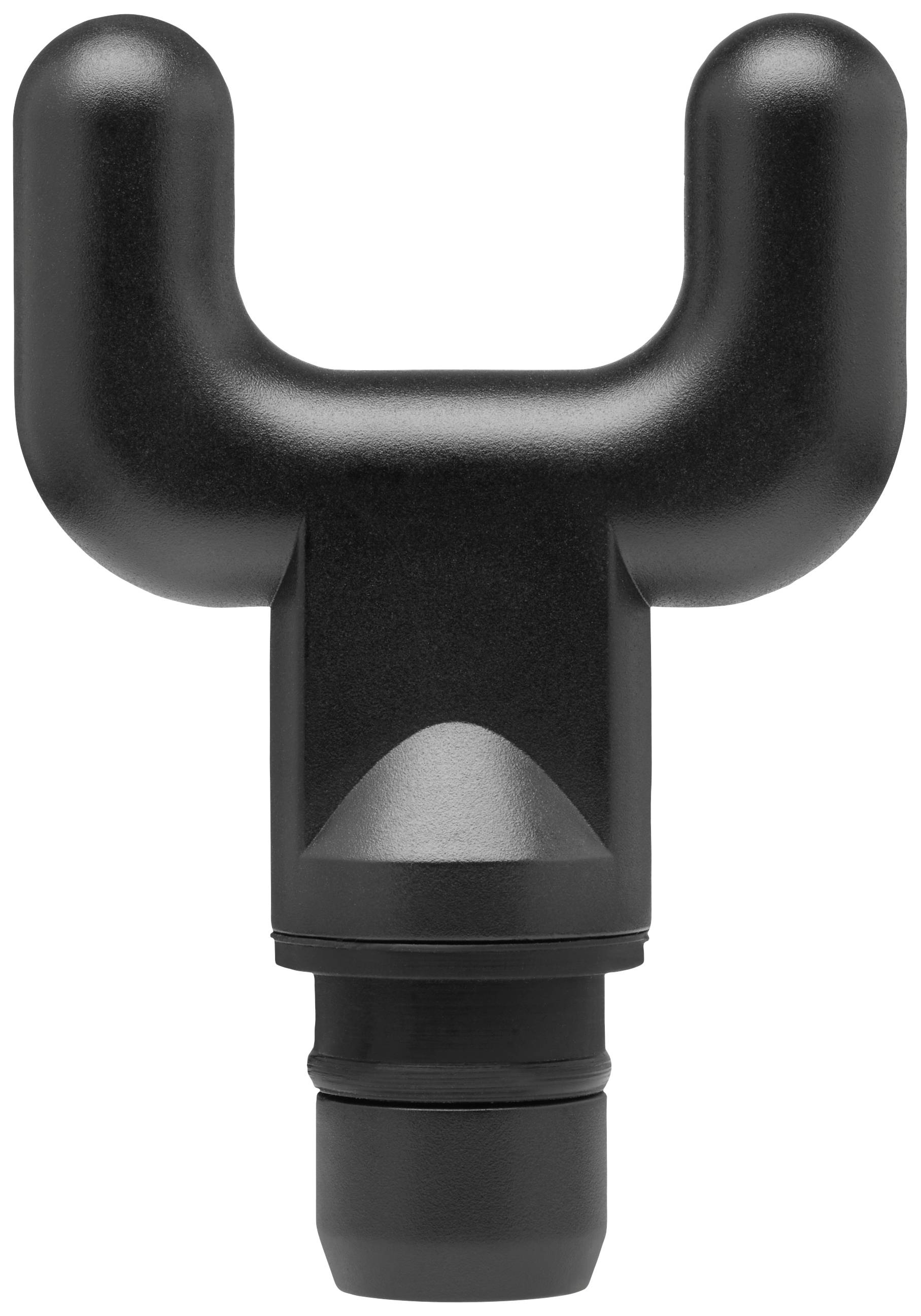 Massage attachment in a U-shape, black, with a smooth surface, suitable for massaging neck or back areas.