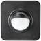 Black square motion sensor with rounded dome, suitable for indoor or outdoor surveillance.