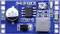 Small, rectangular blue circuit board with multiple electronic components and labelling.