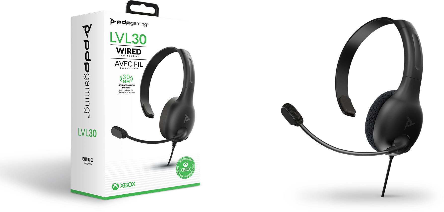 PDP LVL30 Mono Chat Gaming Headset - Black