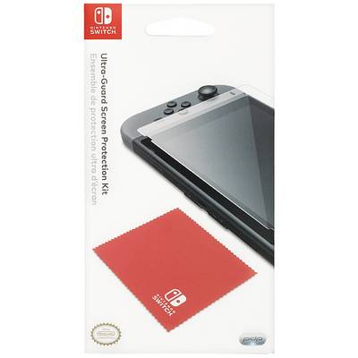 Packaging for an 'Ultra-Guards' screen protector set for Nintendo Switch, including display protective film and cleaning cloth.
