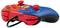 A colourful video game controller in red and blue with a Mario motif. Shows multiple buttons and a cable connection.