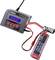 Charger with connected LiPo battery. Display shows 'PROGRAM SELECT LiPo Battery'. Connection via red and black cables.