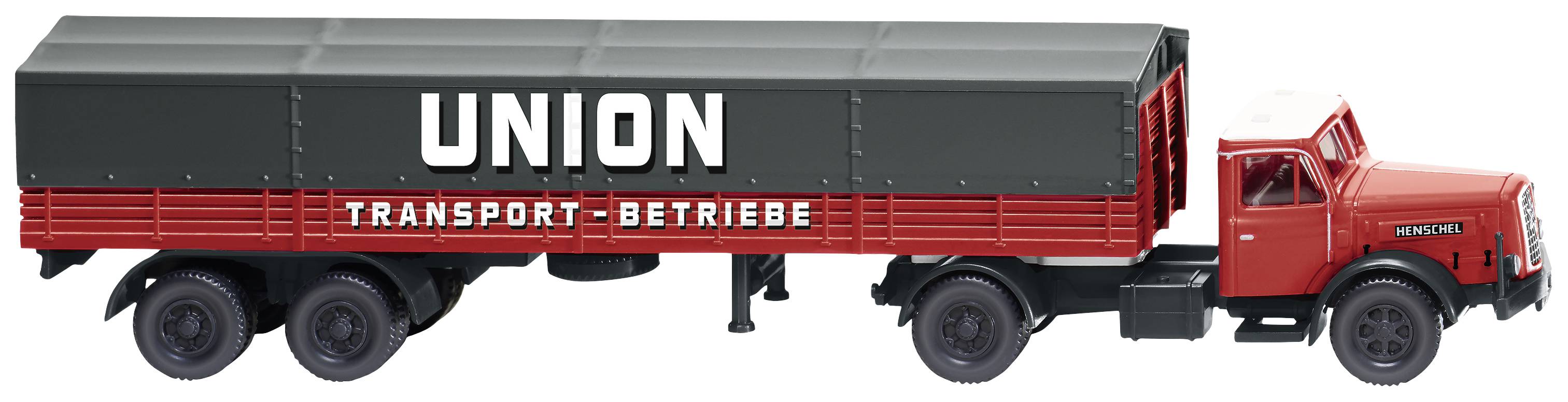 Wiking 051406 H0 HGV Henschel Pritschensattelzug Union Transport-0