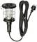 Black work light with protective cage and long cable. Ideal for repairs or workshop tasks.