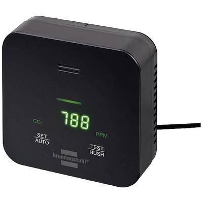 A black CO2 detector displays '788 PPM' on a green display. On the left are the 'SET AUTO' buttons, on the right 'TEST HUSH'.