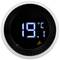 Round digital thermostat displays '19.5 °C' in blue text on a black background. Spanner symbol located in the bottom right corner.