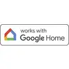 Logo reading “works with Google Home” with the Google Home house icon on the left.