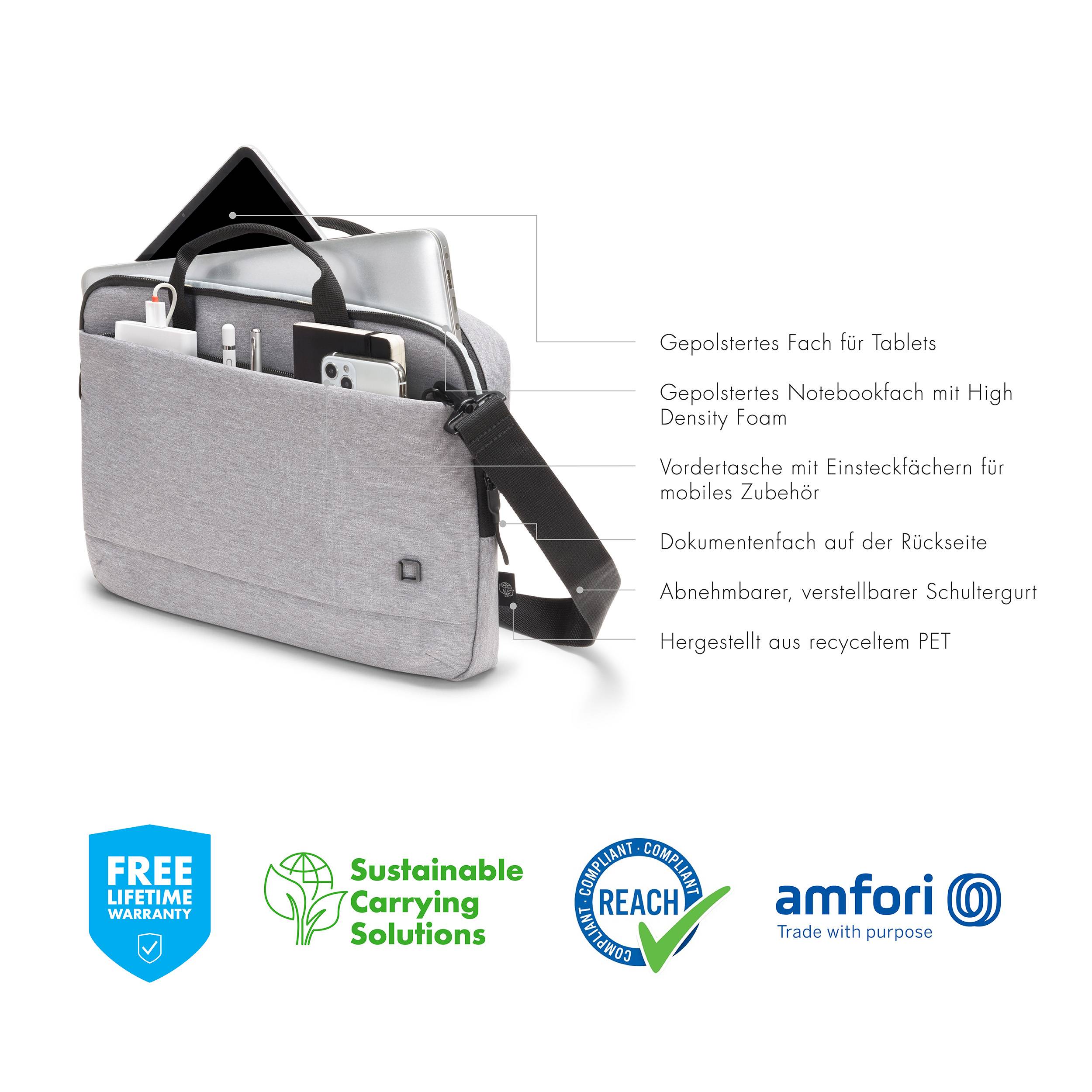 Dicota Laptop bag Slim Eco MOTION Suitable for up to: 29,5 cm (11,6") Light grey-9
