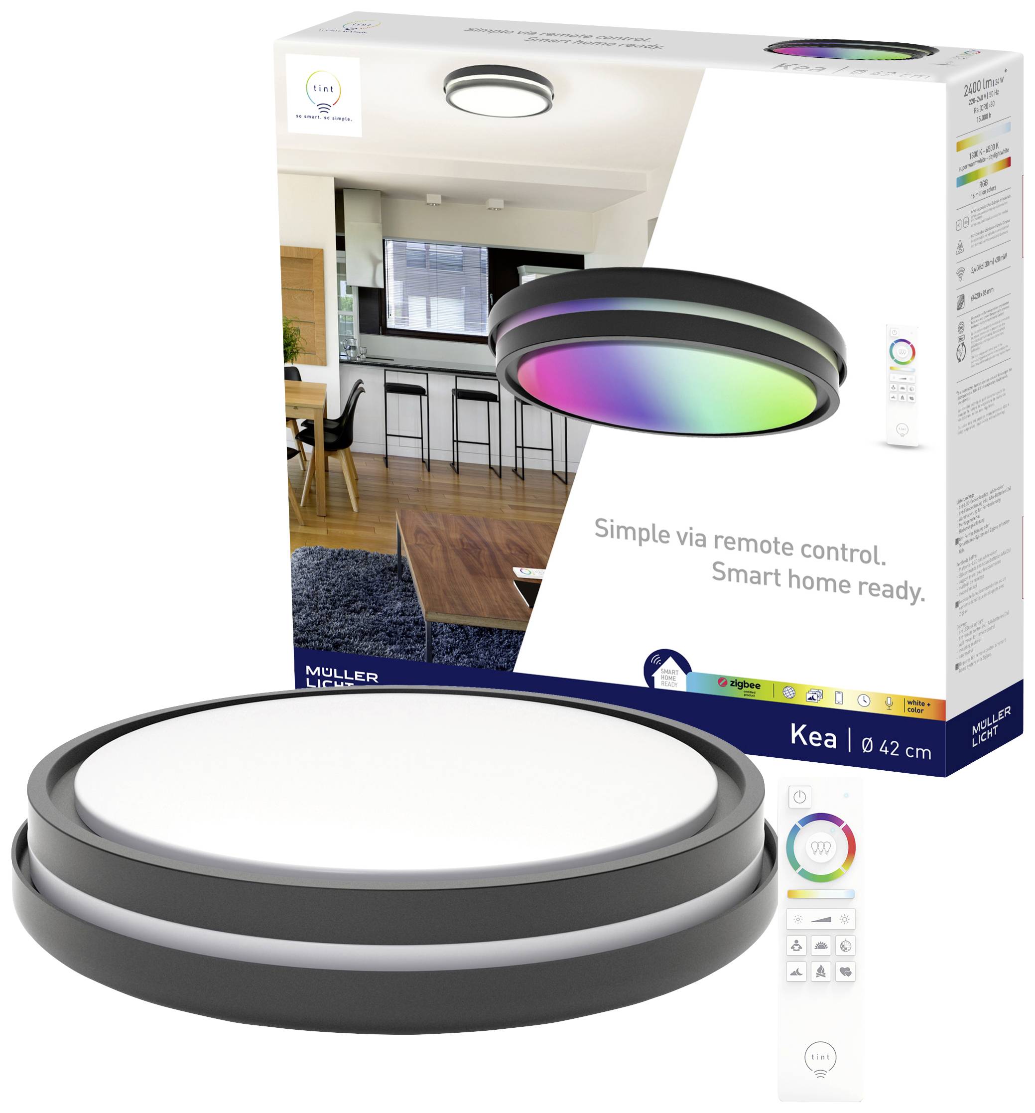 Müller-Licht 404062 tint Kea LED ceiling light 22 W Black-2