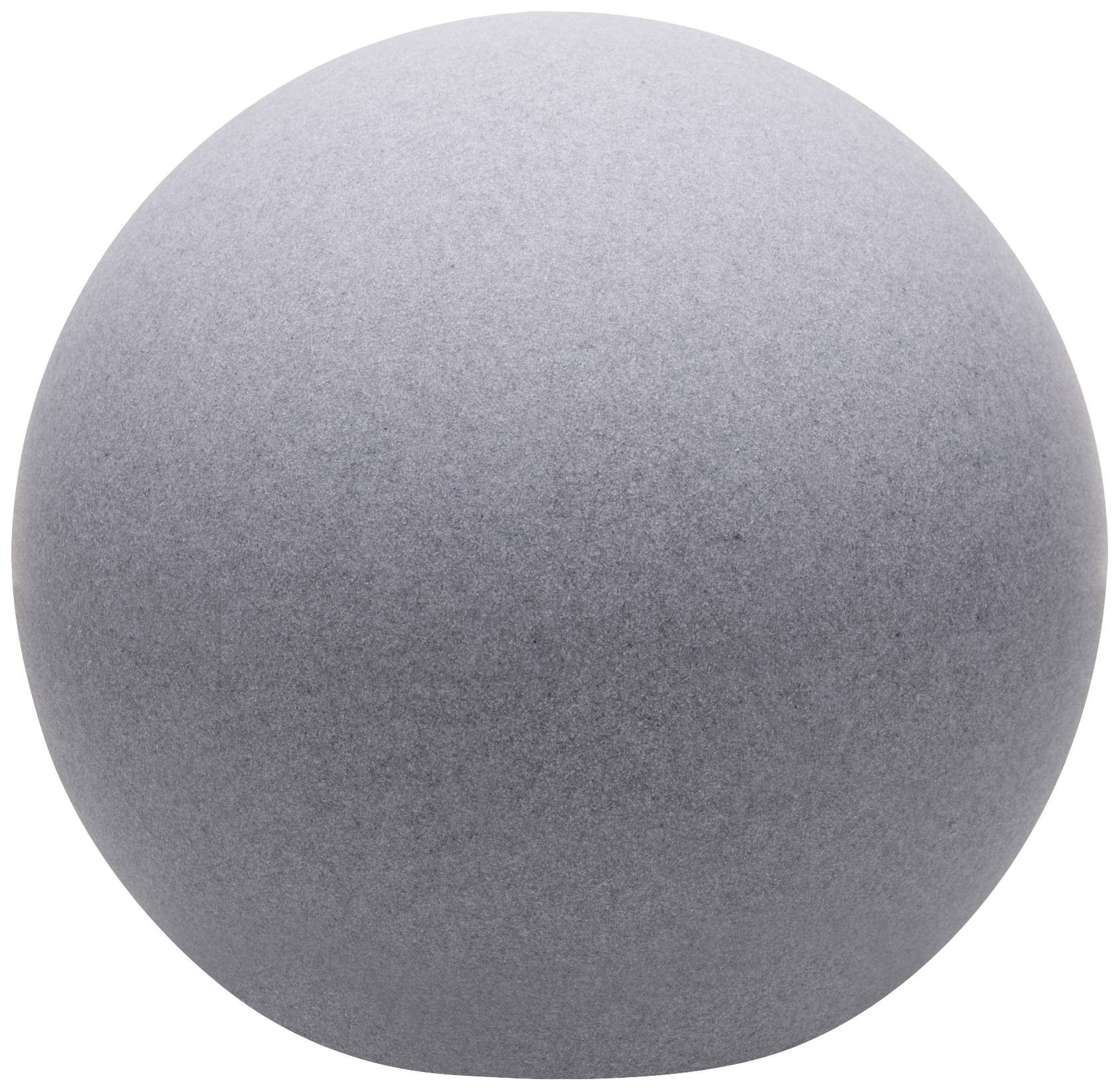 Grey, spherical felt ball on a white background.