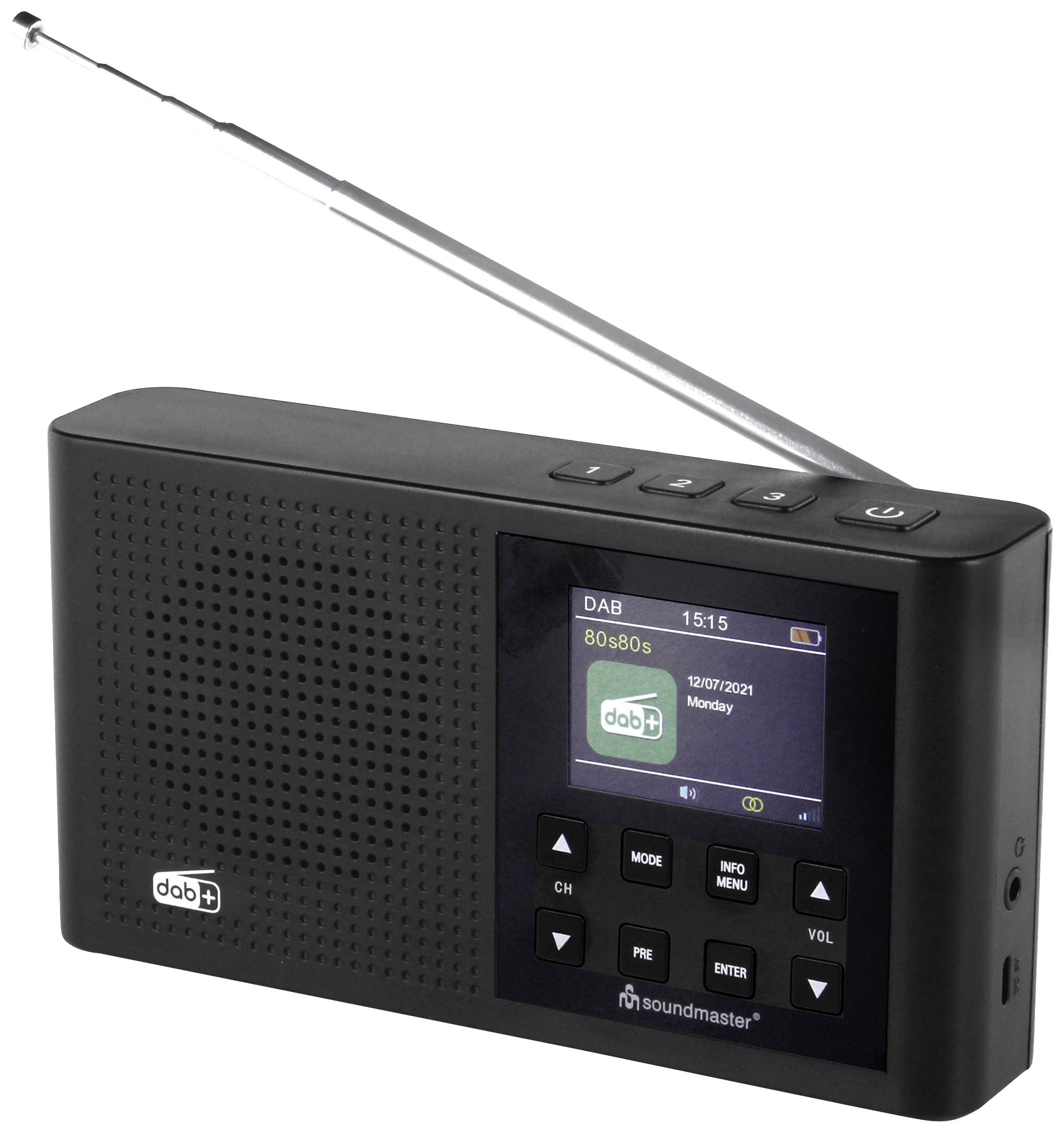 soundmaster DAB165SW Pocket radio DAB+, FM rechargeable Black-1