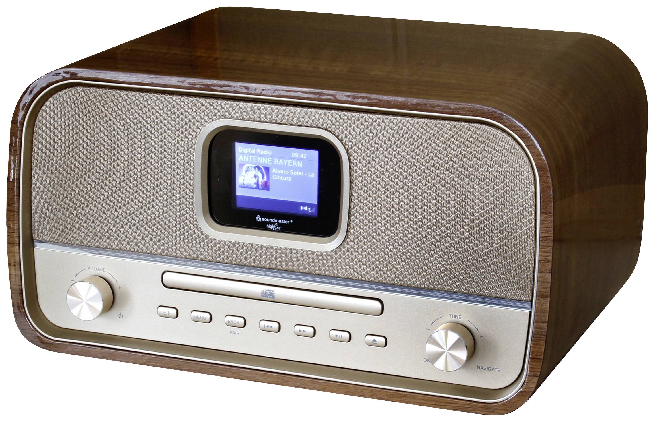soundmaster Desk radio DAB+, FM AUX, Bluetooth, CD, USB Battery charger, Incl. remote control, Alarm clock Br | Conrad.com