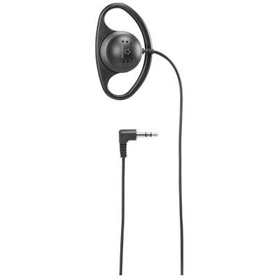 Black wired earphones with an L-shaped 3.5mm jack plug, suitable for audio devices.