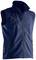 Dark blue sleeveless gilet with zipped chest and side pockets, suitable for outdoor activities.