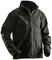 Black softshell jacket with zip fastening and two side zip pockets, suitable for outdoor activities.