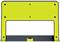 A yellow, rectangular metal piece with a protruding edge and several mounting holes, possibly part of a bracket or housing.