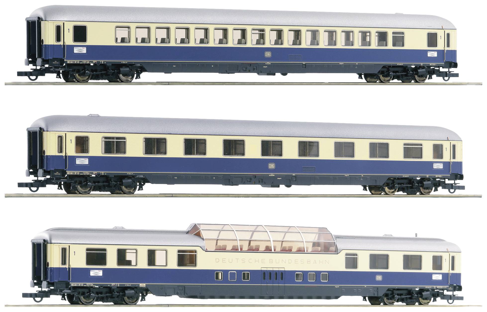 Buy Roco 74048 H0 3er set passenger car F21 Rhine arrow of DB 1st class ...