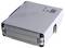 Closed silver metal storage case or equipment box with latches on a white background