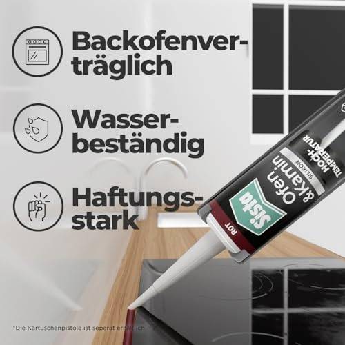 'Sealant ideal for kitchen surfaces, oven-safe, water-resistant, high adhesion. Apply using a cartridge gun.'