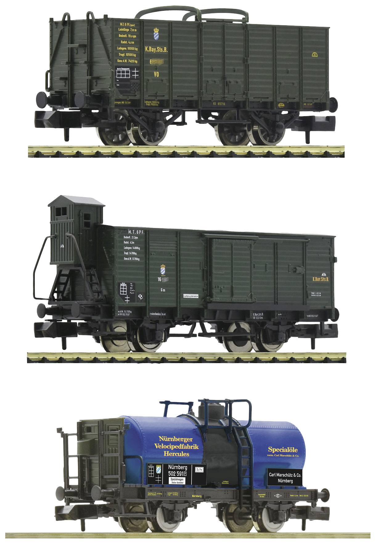 Fleischmann 809005 N 3er-Set Goods Wagon Of K.Bay.STS.B. | Conrad.com