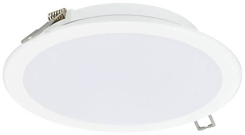 Round, white LED ceiling light with a smooth frame and mounting brackets on both sides. Suitable for modern interiors.